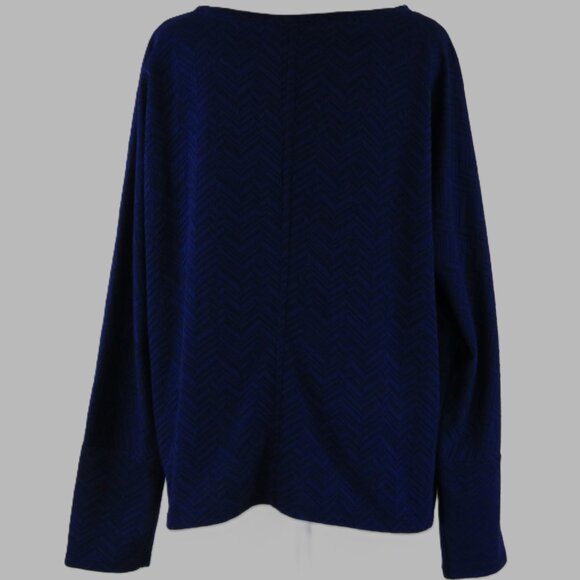 Dana Buchman Women's Blue Long-Sleeve Herring Bone Pullover Top Size XL (C1609) - Picture 5 of 7